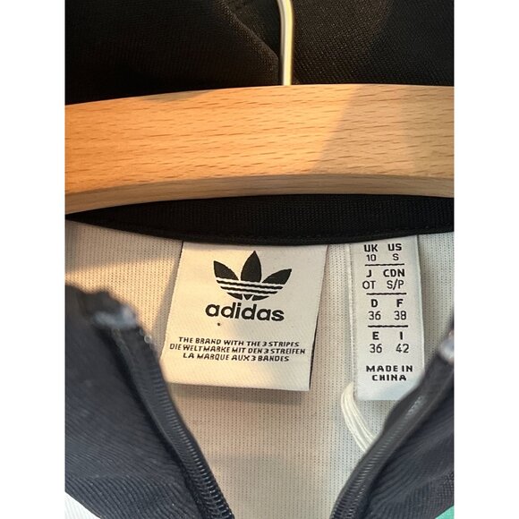 Adidas Womens Floral Print Track Jacket With Black Stripes & Full Zip Closure Si - Picture 4 of 8